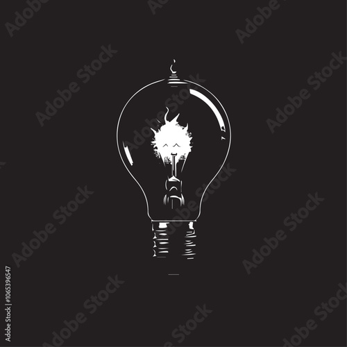 Lightbulb In cartoon, hand-drawn flat style. image for social media, websites and UI. Isolated 2D vector design in logo, icon, sketch style, simple line vector, single color. AI Generative Art.