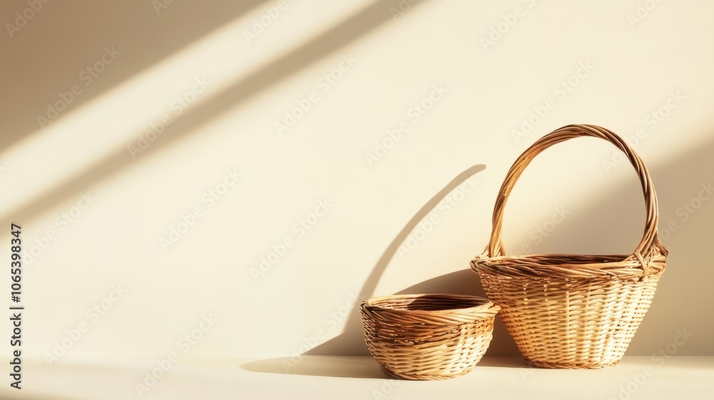 Fototapeta premium Collection of basket with shadow with space for text 