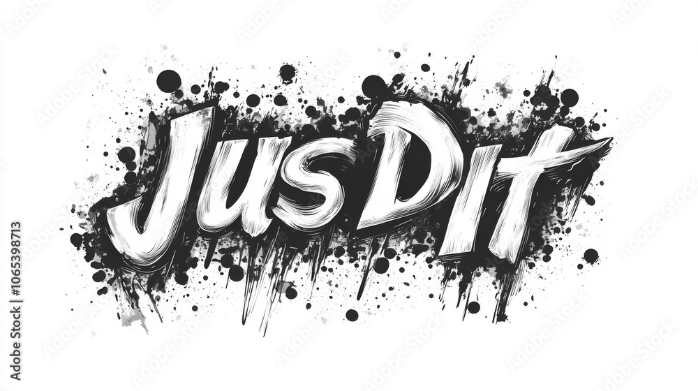 Fototapeta premium Hand Drawn Typographic Design with Black and White Brush Strokes