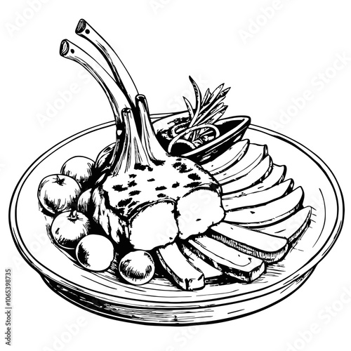 Lamb Chops Dish with Vegetables and Herbs  