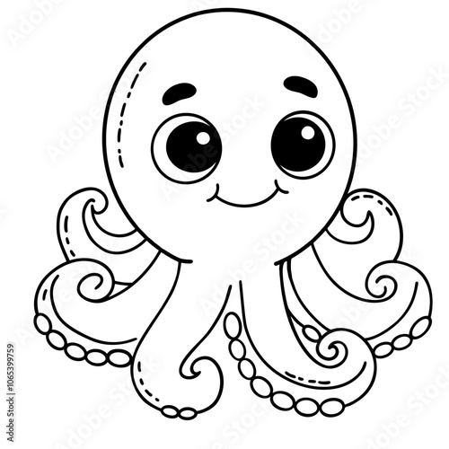 Cute octopus ocean animal doodle 