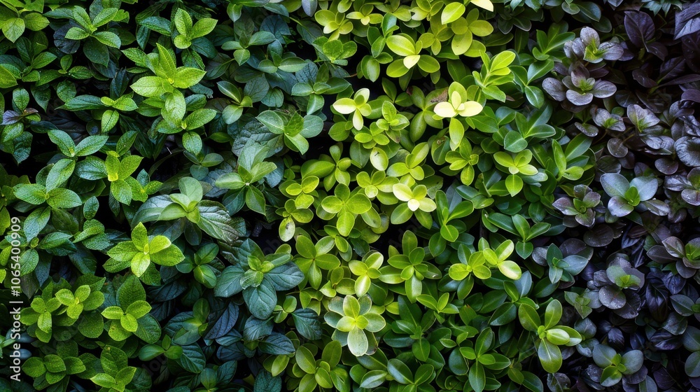 Fototapeta premium Vibrant green living wall adorned with lush, healthy plants and leaves