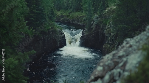 Witnessing the Geological Wonder of Devil's Kettle: A River that Splits and Disappears photo