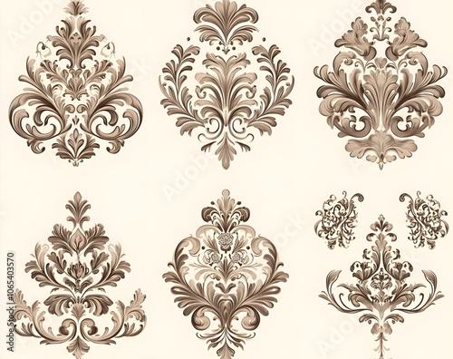 Vintage Floral Ornament Design Elements