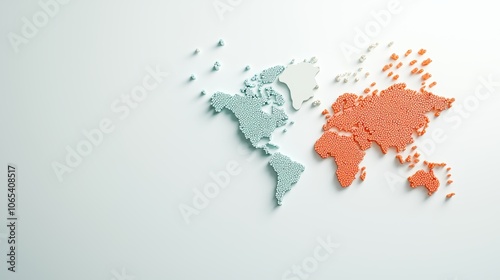 Fototapeta Naklejka Na Ścianę i Meble -  A world map with color coded regions representing population density, utilizing interactive pins to display specific demographic information for each area.