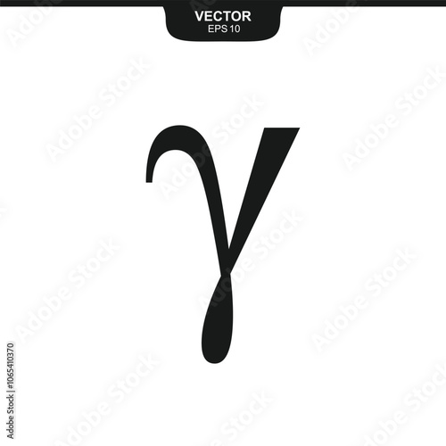 Gamma lowercase symbol, third letter of the Greek alphabet, value of three, finance and mathematics symbol