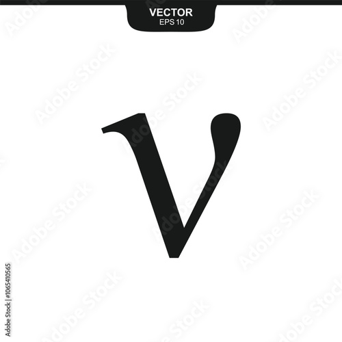 Nu lowercase symbol, third letter of the Greek alphabet, value of three, finance and mathematics symbol