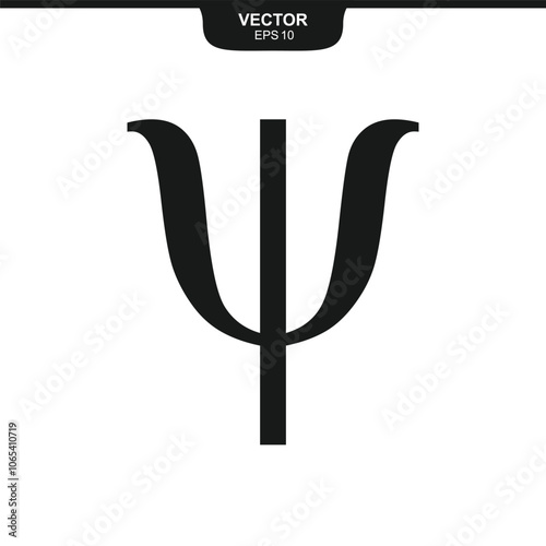 Psi lowercase symbol, third letter of the Greek alphabet, value of three, finance and mathematics symbol