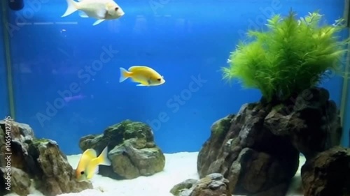 pet fish in aquarium are very cute and cool