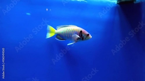 pet fish in aquarium are very cute and cool
