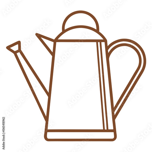 Vintage Copper Watering Can Vector Art.