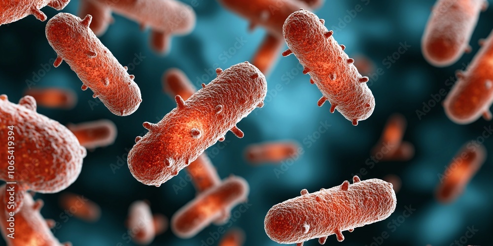 A vibrant, microscopic view of red bacteria against a blurred blue background, showcasing their unique shapes and structures. A vibrant, microscopic view of red bacteria against a blurred blue background, showcasing their unique shapes and structures.