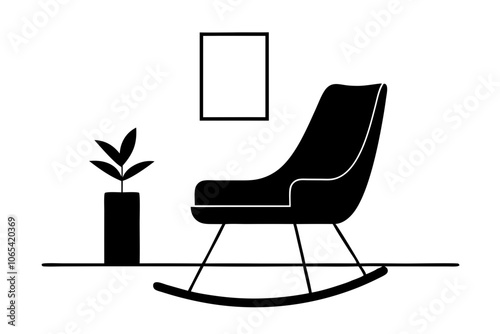 Glider chair silhouette vector.