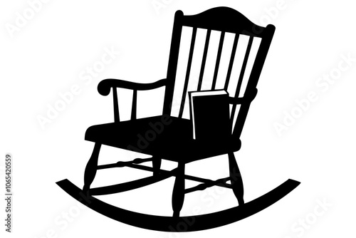 Rocking chair silhouette on white background.