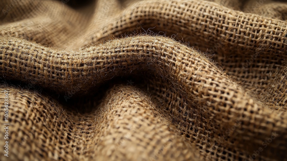 Close-up of textured burlap fabric, showcasing its woven pattern and earthy tones. Close-up of textured burlap fabric, showcasing its woven pattern and earthy tones.
