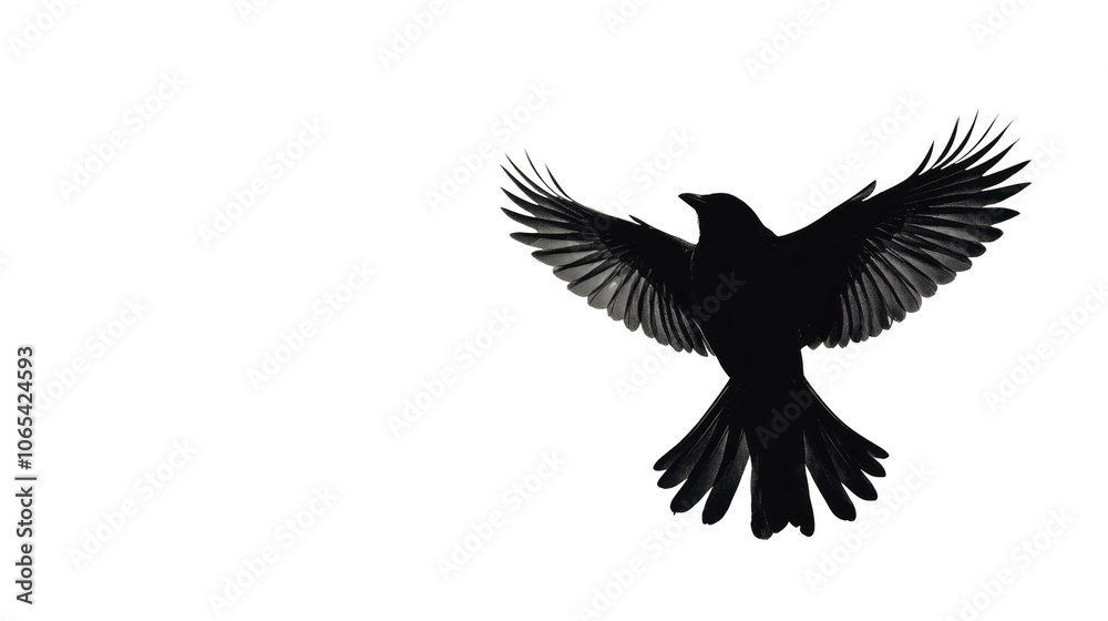 Fototapeta premium Silhouette of a Bird in Flight Over a Clear Sky