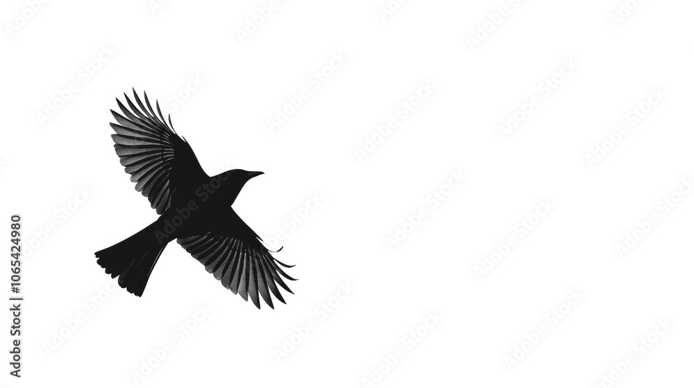 Obraz premium Silhouette of Bird in Flight Against Clear Sky
