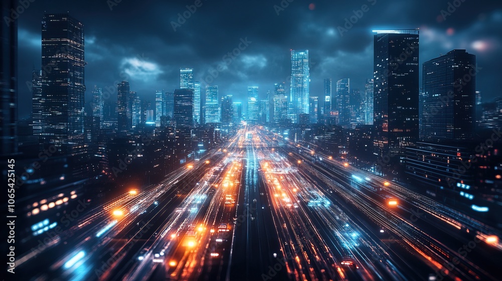 Obraz premium A futuristic cityscape with smart transportation systems