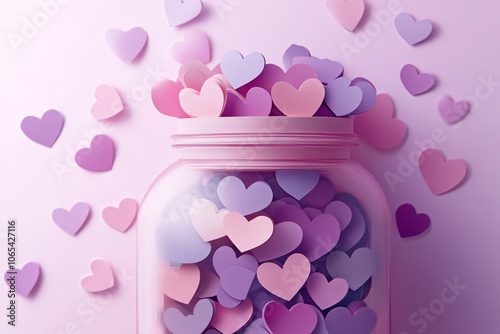 Colorful Paper Hearts in a Jar Illustration