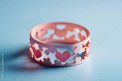 Layered Paper Cut Ring with Heart Design