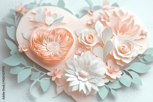 Floral Heart Arrangement in Paper Art Design