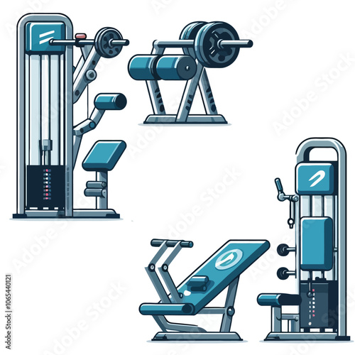 Leg press machine doodle set vector
