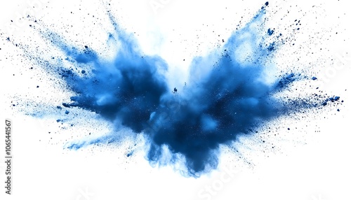  Blue Powder Explosion on White Background