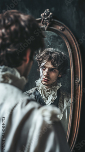 narcissist see monster in the mirror true reflection, Self-center narcissist person acting entitled and arrogant having a big selfish ego, see true 
