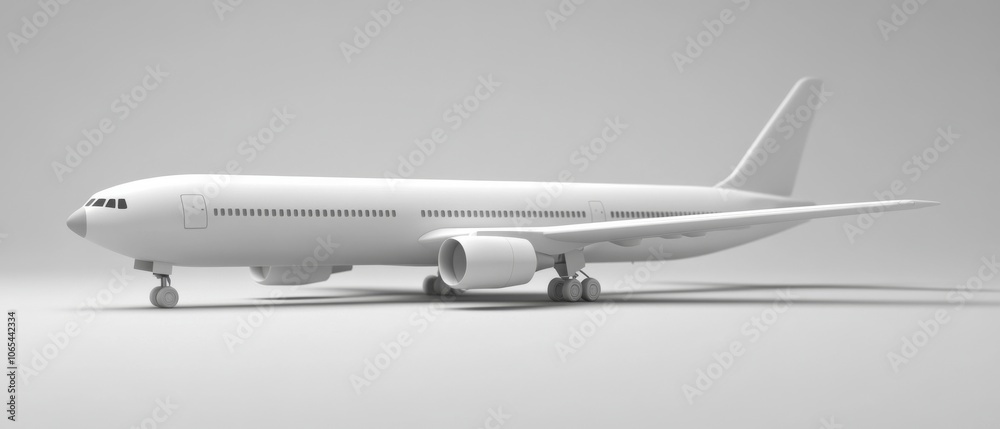 A white airplane is parked on the runway A white airplane is parked on the runway