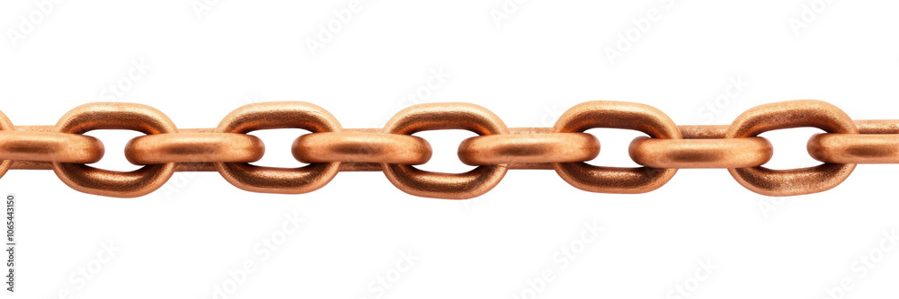 Fototapeta premium bronze chain line isolated on transparent background cutout