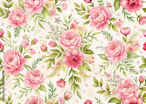 Elegant Floral Pattern with Hand-Drawn Pink Flowers for Wedding Invitations and Greeting Cards, Ideal for Scrapbooking, Gift Wrapping, and Printing Projects