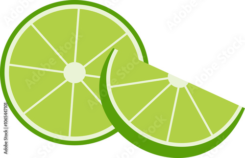 Key Lime Slices Cutted Citrus Pieces