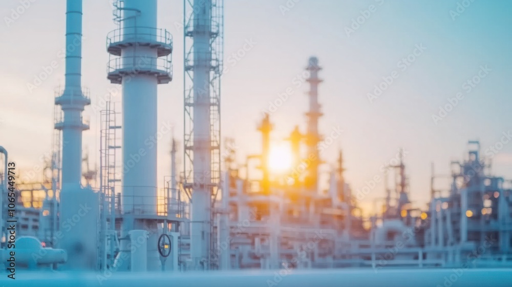 Obraz premium Detailed Close-Up of Pipes and Valves in Oil Refinery