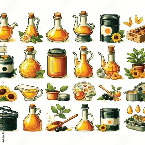 Oil set vector illustration