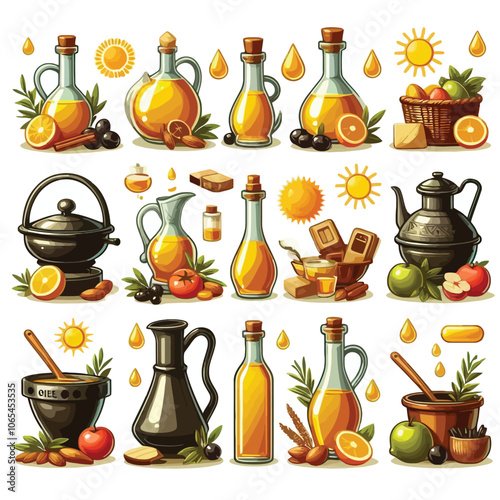 Oil set vector illustration