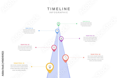 Business road map timeline infographic concept. with icons and 6 options, marketing data workflow layout, diagram, report, web design. Creative, vector, illustration.