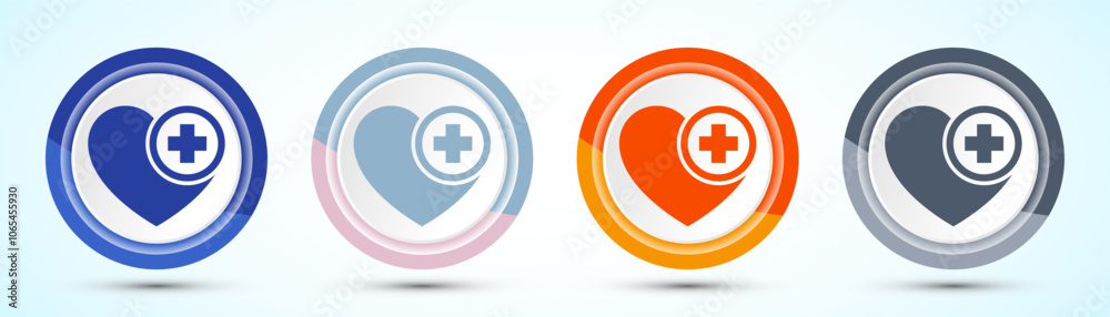 Obraz premium Medical And Healthcare Icon Four Color Button Set Design