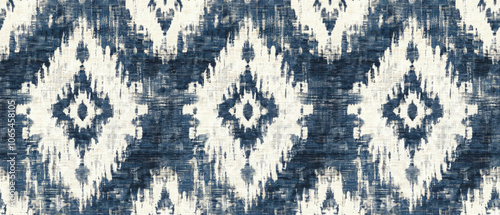 Blue and White Ikat Fabric Pattern Texture