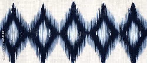 Blue and White Ikat Fabric Pattern Texture