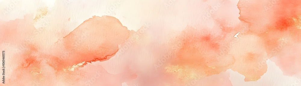 Fototapeta premium Abstract Watercolor Painting with Peach and Gold Hues