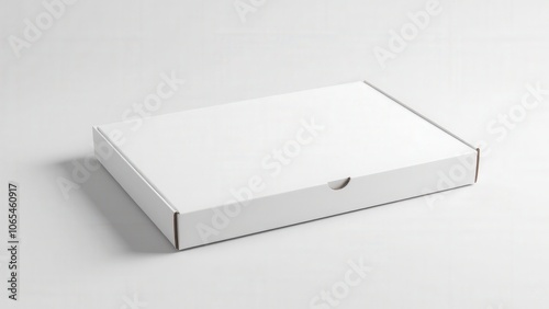 Obraz na płótnie White long pizza box in a clean setting, ideal for branding mockups and product displays w salonie