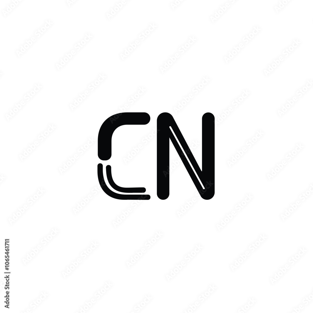 Obraz premium CN monogram logo design letter text name symbol monochrome logotype alphabet character simple logo