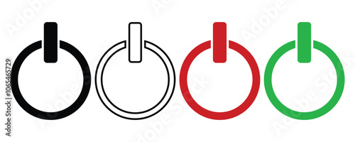 Switch on-off button, on-off toggles switch buttons icon,  start push power button icon vector set isolated on white background.