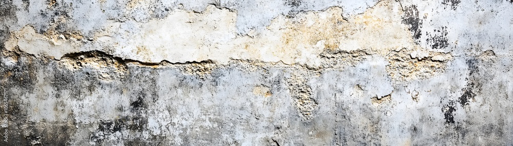 Fototapeta premium Weathered and Cracked Concrete Wall with Peeling Paint