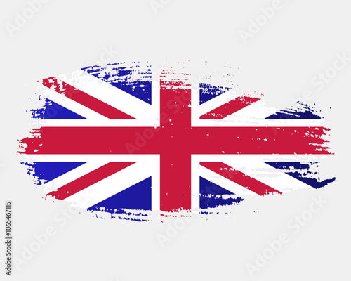ink grunge united kingdom UK or England flag brush painted png transparent background. Great Britain ink paint brush texture