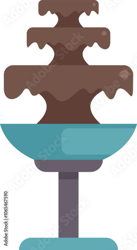 Chocolate fountain dripping over bowl, sweet dessert fondue for party or wedding reception
