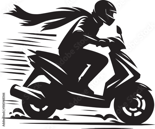 Modern scooter bike rider silhouette vector illustration isolated on a white background