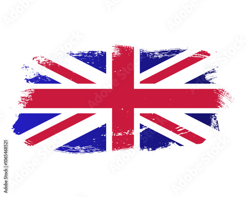 ink grunge united kingdom UK or England flag brush painted png transparent background. Great Britain ink paint brush texture flag