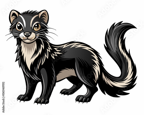 Vector ferret silhouette black illustration on a white background