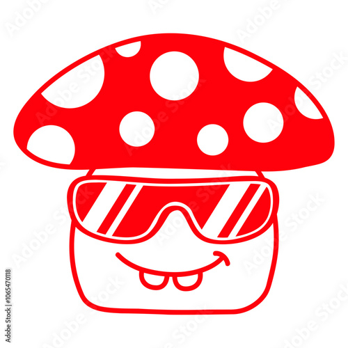 Mushroom Sunglasses Red Dots Fly Agaric Fun Fungus Plant Gardening Gardener Garden Green Thumb Hobby Nature Lover Floral Botany Growth Organic Life Botanical T-Shirt Sticker Print Illustration